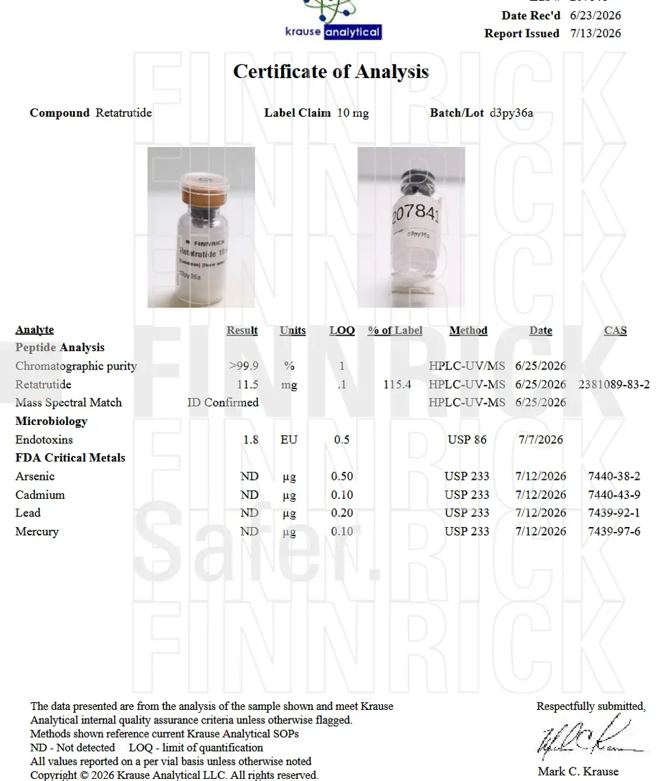 Certificate of Analysis for GLP-3 (RT) 10MG
