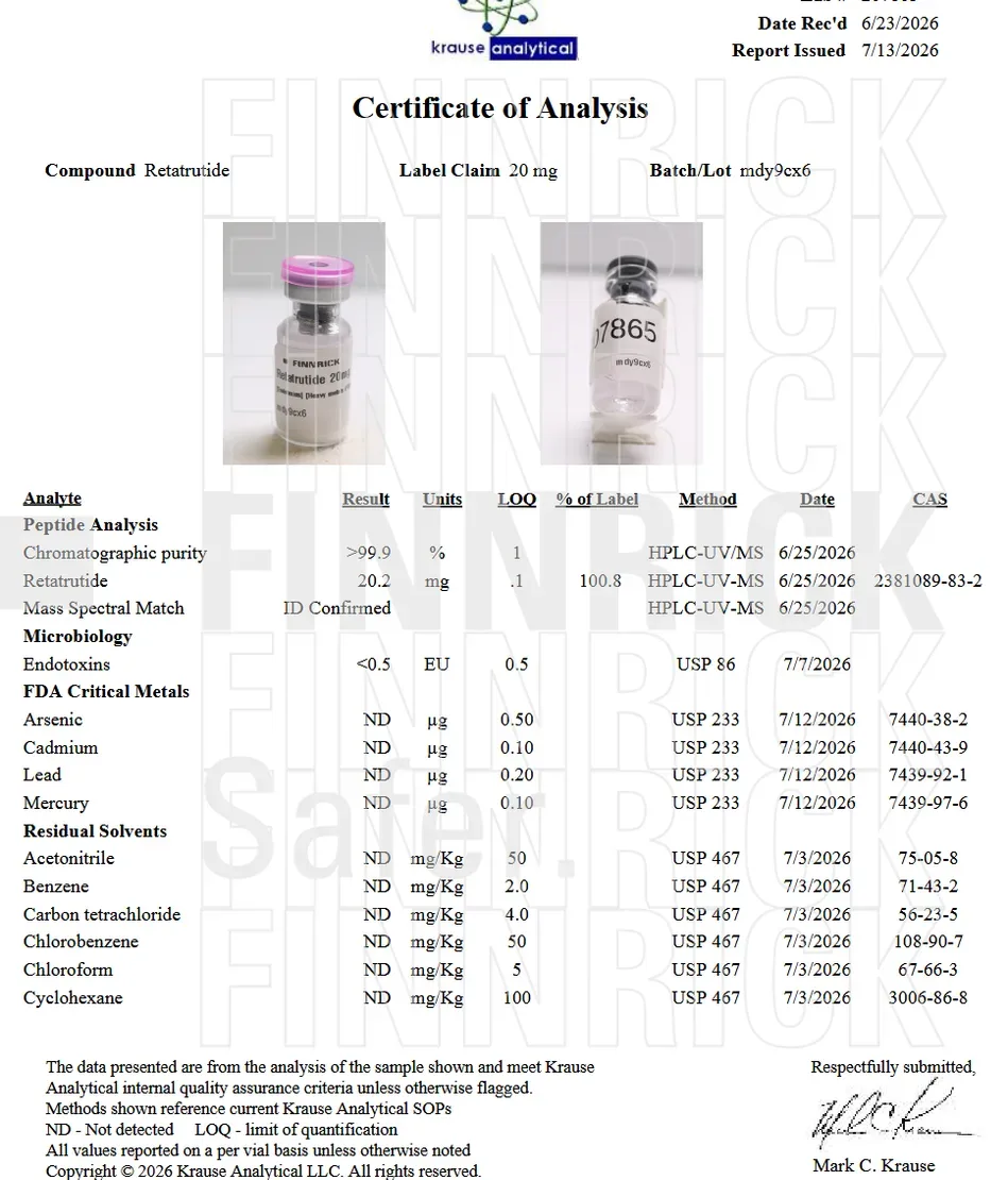 Certificate of Analysis for GLP-3 (RT) 20MG